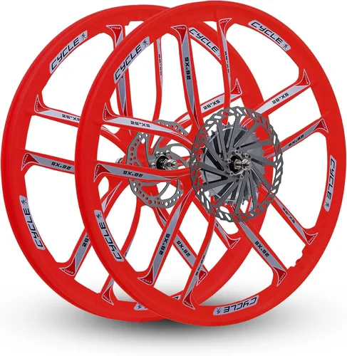 Vista 2 de BBR Tuning Llantas de bicicleta de 26 pulgadas – Juego de ruedas resistentes de llanta de estrella roja – Ruedas de bicicleta de montaña Beach