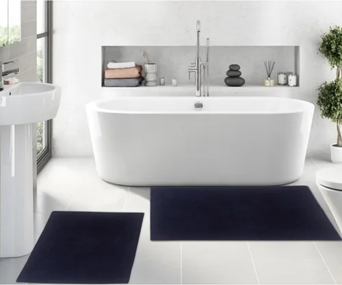 Vista 85 de Home Weavers Luxury Collection 100% Cotton Reversible Bathroom Rugs Set, Washable Rug, Soft Cotton Extra Soft and Absorbent Bath Rug, Kitchen Mat, 2