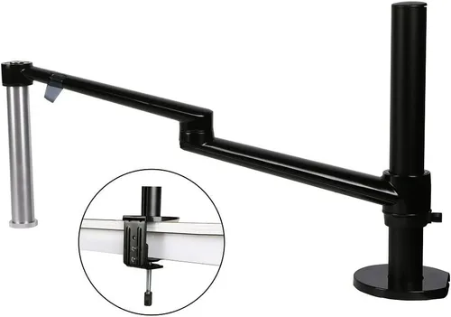 Vista 4 de Kit de accesorios para microscopio, abrazadera de metal negro/plateado, soporte para microscopio, soporte para microscopio trinocular ajustable
