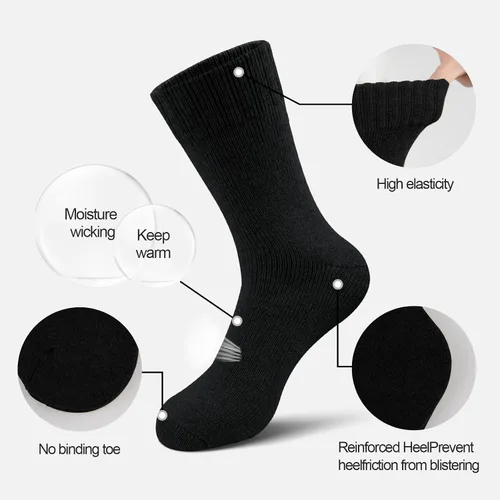 Vista 3 de EXCELLENT THERMAL Calcetines de lana merino para hombre, calcetines cálidos suaves de invierno para hombres, calcetines acogedores de senderismo