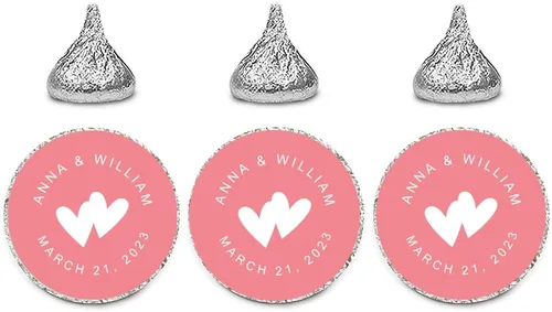 Vista 46 de Andaz Press Etiquetas personalizadas de gota de chocolate para boda, nombres y fecha redondos, turquesa aguamarina, paquete de 240, personalizadas