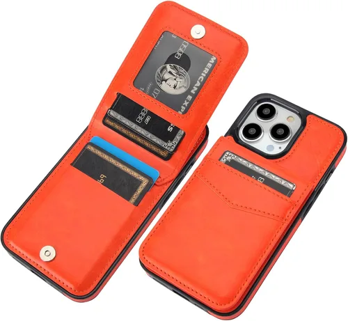 Vista 8 de KIHUWEY Funda tipo cartera para iPhone 13 Pro con soporte para tarjetas Negro