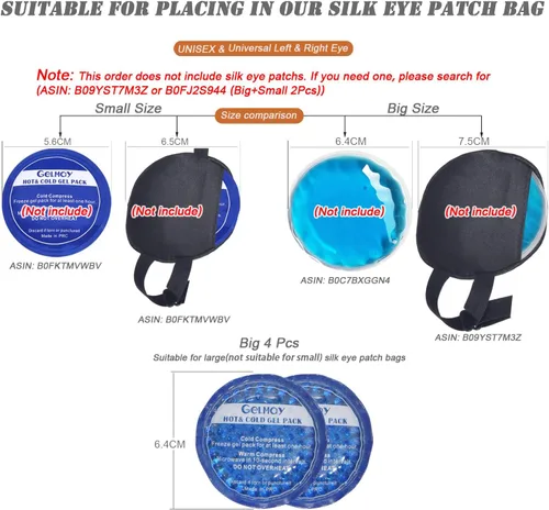 Vista 5 de Parches de ojo de hielo para ojos hinchados, almohadilla de parche médico refrescante para ojos de gel, paquete de gel para terapia fría y caliente