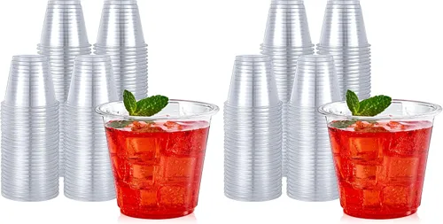 Vista 15 de Turbo Bee Paquete de 100 vasos de plástico transparente de 16 onzas, vasos desechables de plástico de cristal para fiesta para café helado, batido