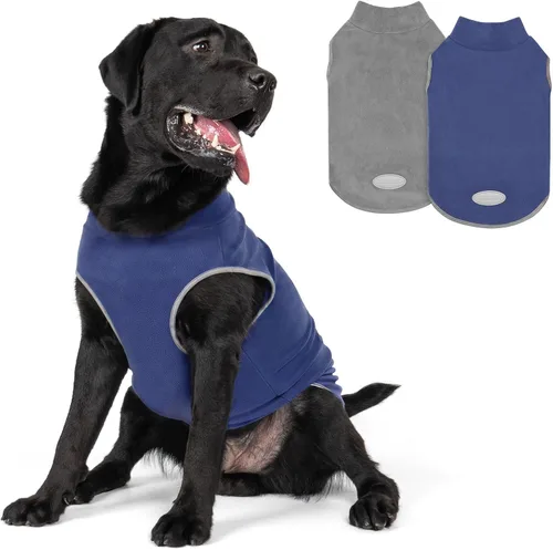 Vista 9 de cyeollo Paquete de 2 suéteres de forro polar para perro, chaleco cálido reflectante para perro, abrigo elástico para perro, chaqueta de invierno 1#