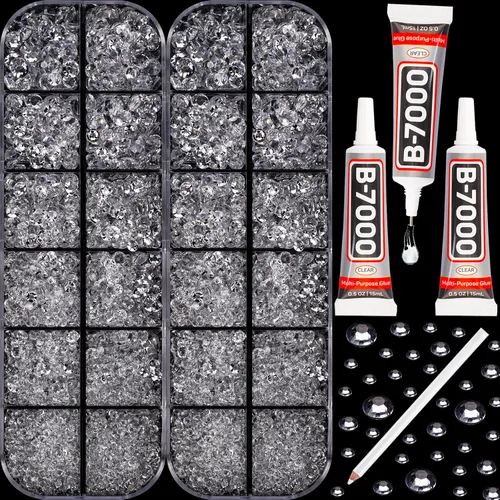 Vista 37 de 11000Pcs Silver Clear Rhinestones Bedazzling Kit, Bedazzled Gems Flatback