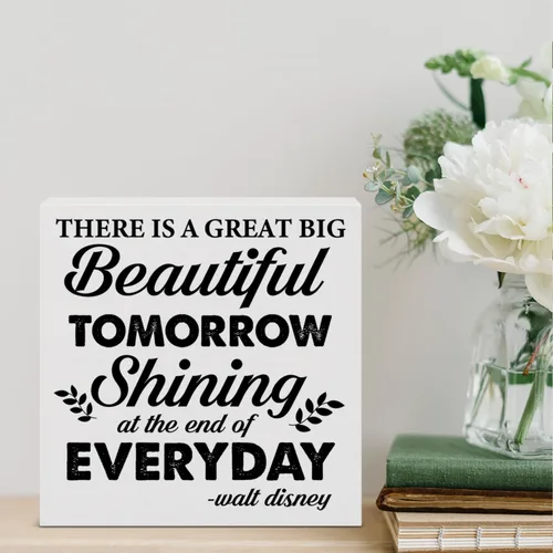 Vista 4 de Inspirational Quote Wooden Box Sign Desk Decor for Home Office Shelf Beautiful