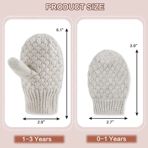 Vista 58 de Guantes de punto para bebés, niños y niñas, guantes de invierno para recién nacidos, guantes de 0 a 3 años