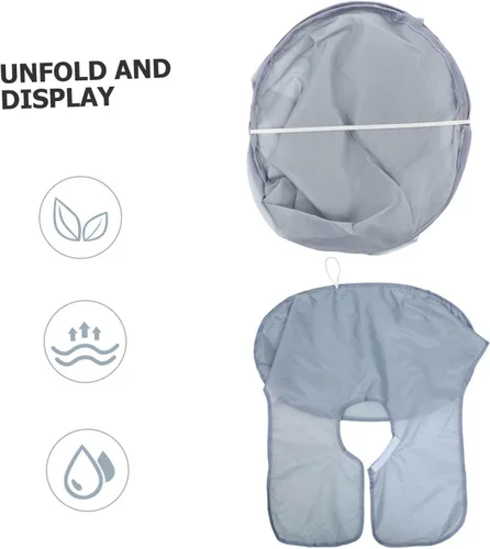 Vista 5 de Chal de peluquería multiusos para vestido peluquero portátil delantal Capas de afeitar peluquería salón plegable gris capa plegable peinado corte