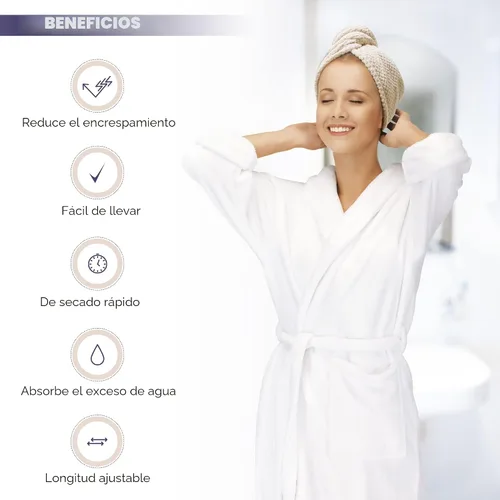 Vista 4 de SimpleField Paquete de 2 toallas de microfibra para el cabello para mujer, antiencrespamiento, de secado rápido, turbante para todo tipo de cabello