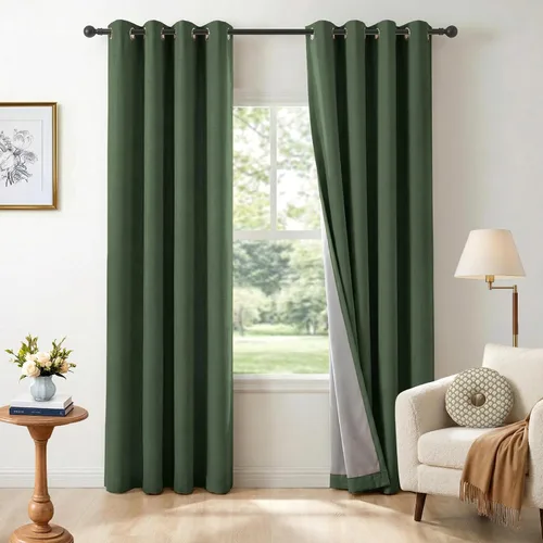 Vista 38 de Cortinas opacas de lino para dormitorio de 45 pulgadas de largo, cortinas beige con ojales para sala de estar, cortinas de oscurecimiento