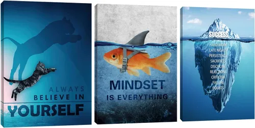 Vista 17 de Arte de pared motivacional para oficina, lienzo inspirador, arte de pared, póster de ajetreo, impresión de cita de empresario, pintura de pared, 3