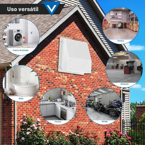 Vista 7 de Cubierta de ventilación de secadora de 4 pulgadas, ventilación de pared con capucha con pantalla y amortiguador, cubiertas de ventilación de acero