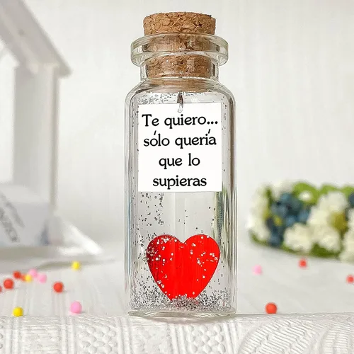Vista 5 de Kseniya Revta Mensaje romántico en una botella para regalar a tu novio o novia - Tarro de los deseos con una tarjeta para tu esposo o esposa