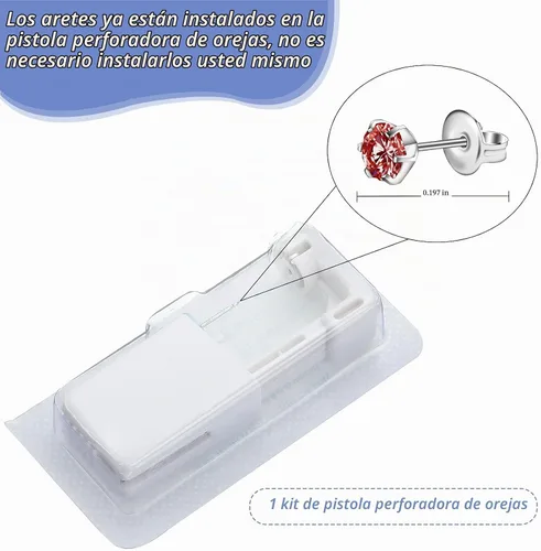 Vista 4 de Chumia 12 unidades de herramienta desechable para perforación de orejas con 12 piezas de pendientes de seguridad (5 mm) sin dolor, fácil de usar