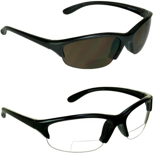 Vista 8 de proSPORT Lentes de sol bifocales de seguridad para hombres y mujeres, ANSI Z87.1, color marrón ahumado, lentes transparentes, color rosa y negro