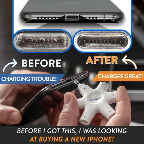 Vista 2 de Kit de Limpieza Multi-Herramienta PurePort USB-C Limpia, repara y restaura puertos USB C y cables de teléfono celular, tableta y portátil