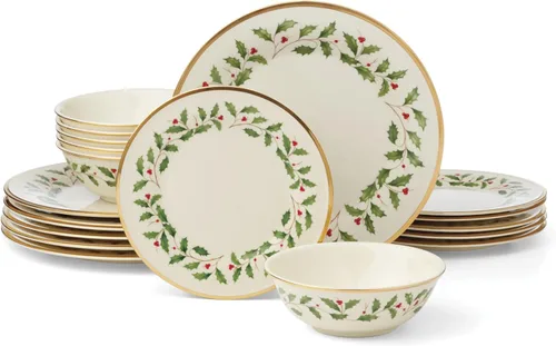 Vista 16 de Lenox Holiday - Juego navideño para postres de 12 piezas, 9.92, rojo y verde