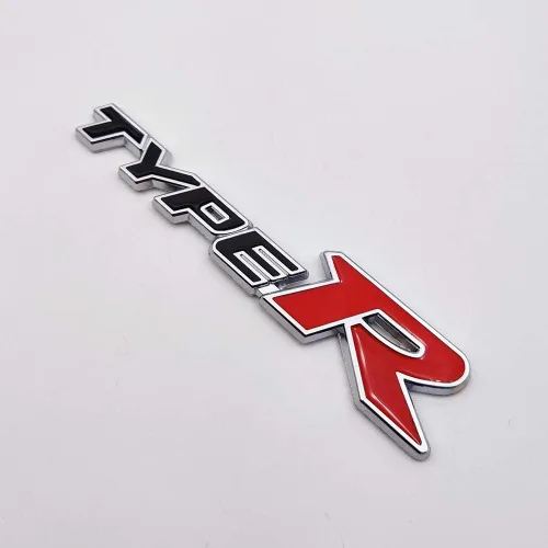 Vista 3 de Emblema de Coche de Metal Cromado con Logo Type-R, Insignia Deportiva de Carreras 3D Premium, Calcomanía Adhesiva de Poder Turbo (Negro y Rojo)