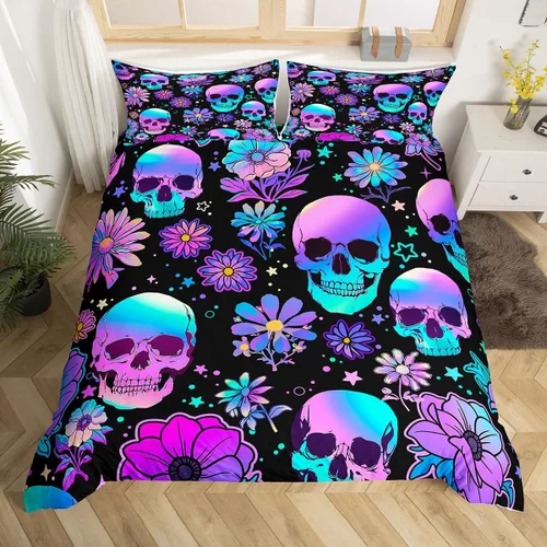 Vista 22 de Manfei Juego de funda de edredón de Halloween tamaño individual, juego de ropa de cama de 2 piezas para niños y niñas, decoración de habitación