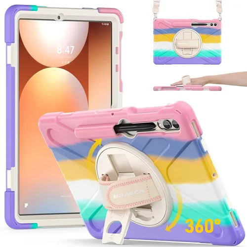 Vista 17 de BRAECN - Funda para Galaxy Tab S10 Plus, S9 Plus, S9 FE+, S8 Plus, S7 Plus, S7 FE 12.4 inch Shockproof Heavy Duty Full Body Protective Cover with