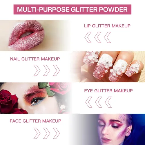 Vista 6 de LOKFAR Kit de labios con purpurina de 4 colores – Polvo de pigmento brillante de diamante y purpurina metálica brillante, resistente al agua