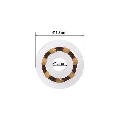 Vista 4 de uxcell 623 rodamientos de plástico 0.118x0.394x0.157 in bola de vidrio jaula de nylon 5pcs