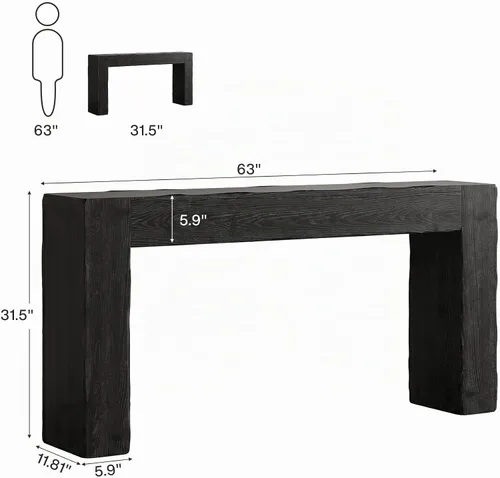 Vista 2 de Tribesigns Mesa de sofá consola de madera maciza de 63 pulgadas, mesa de entrada larga de granja detrás del sofá para sala de estar, entrada
