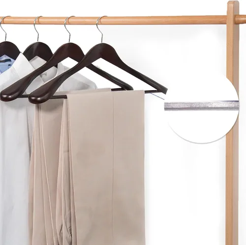 Vista 5 de Nature Smile Perchas de madera de caoba de lujo para trajes, paquete de 6, perchas de madera para abrigos, perchas para camisas para chaquetas