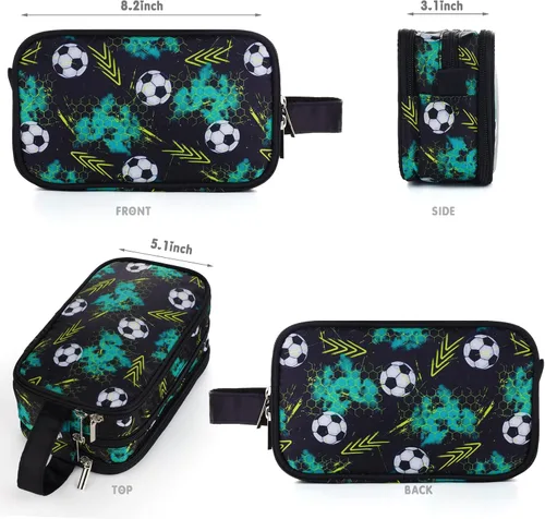 Vista 2 de Neceser infantil para niñas y niños, Fútbol negro