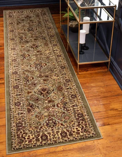 Vista 21 de Unique Loom - Colección Voyage - Alfombra redonda tradicional oriental, marrón, Polipropileno, verde claro/azul claro