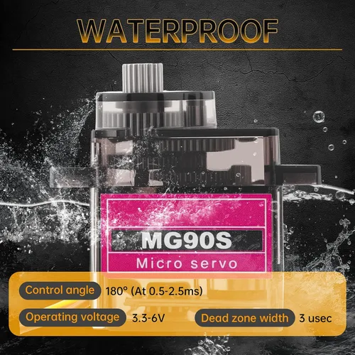 Vista 6 de Paquete de 2 MG90S Micro Servo Motor Full Metal Geared 9G, rotación de 180 grados