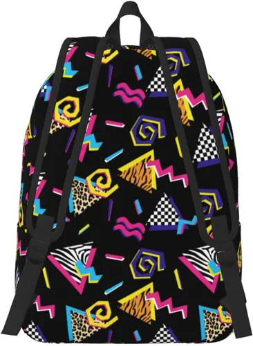 Vista 5 de Mochila genial de los años 80 y 90 para niñas, niños y mujeres, ligera, de lona, mochila casual para viajes al aire libre, Abstracto Años 90 Moda