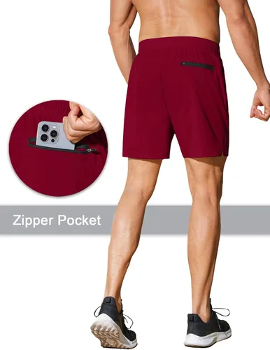Vista 3 de COOFANDY Pantalones cortos deportivos para correr para hombre de 5 pulgadas, paquete de 2 pantalones cortos de entrenamiento para gimnasio