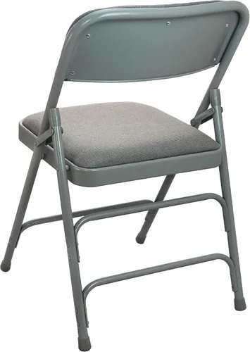 Vista 5 de EMMA + OLIVER Paquete de 2 sillas plegables de metal acolchado gris con asiento de tela