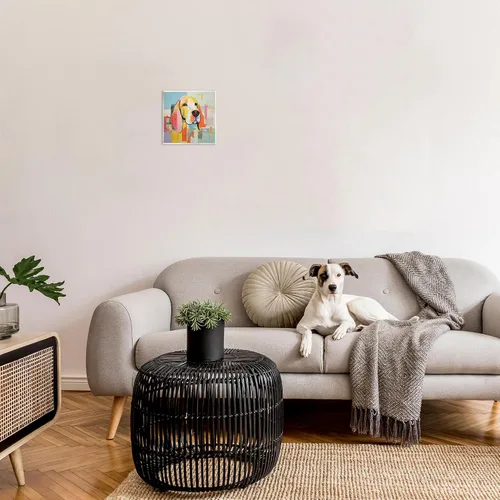 Vista 3 de Stupell Industries 'Retrato abstracto de perro' Arte de placa de pared Stupell Industries 12 x 12 pulgadas, fácil de colgar y resistente