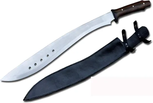 Vista 2 de Machete de hoja de 20" Nepal EGKH Made Libro de Eli, espada de acero de alto carbono, mango de palisandro