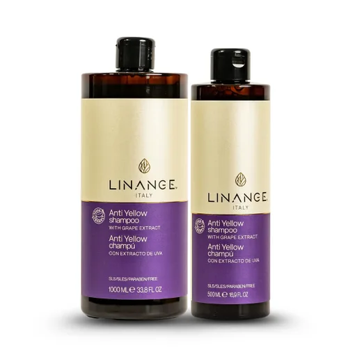 Vista 5 de LINANGE Champú anti amarillo con extracto de uva y pigmento violeta, 16.9 oz.