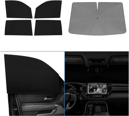 Vista 32 de KUST - Parasol plegable para parabrisas para BMW X1 E84, accesorios 2011 2012 2013 2014 2015, protector de visera de sol ajustable que bloquea