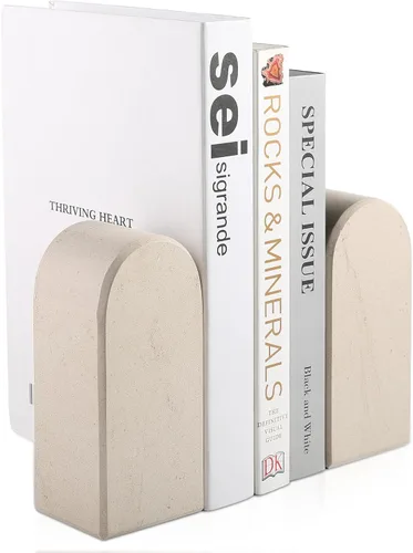 Vista 17 de Koville Sujetalibros de mármol italiano de Carrara para estantes, extremos decorativos para libros, 7 libras, soporte de libros de mármol Bianco
