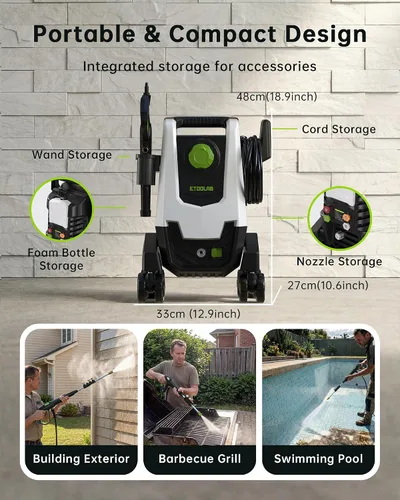 Vista 7 de ETOOLAB Pressure Washer, 5000PSI 3.0GPM for Cars, Fences, Patios, Driveway