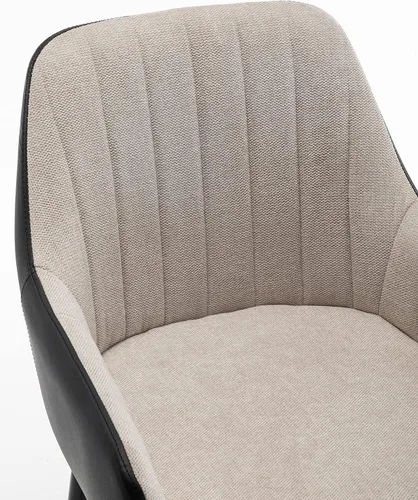 Vista 5 de BTEXPERT Juego de 2 sillas de bar tapizadas de alta calidad Earth Tone de 25 pulgadas con respaldo alto, tela beige acolchada con piel sintética