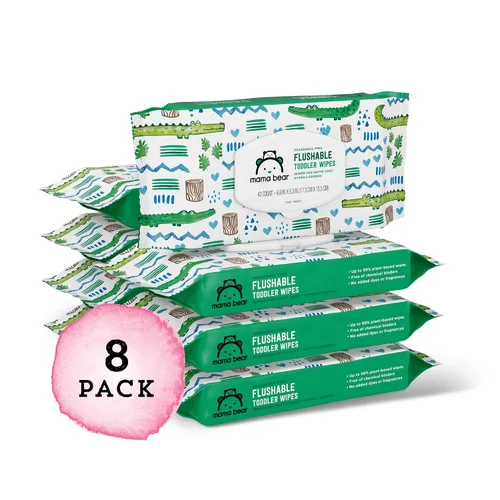 Vista 7 de Marca Amazon – Mama Bear - Toallitas de inodoro desechables para niños pequeños, sin perfume, formuladas sin fragancia, hipoalergénicas, seguras