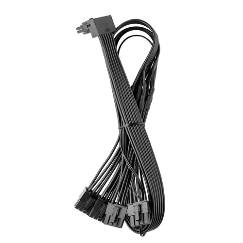 Vista 8 de CableMod Basics C-Series 12VHPWR Cable PCI-e de 90 grados StealthSense para Corsair - Variante A (negro, 16 pines a doble 8 pines, 23.6 in)