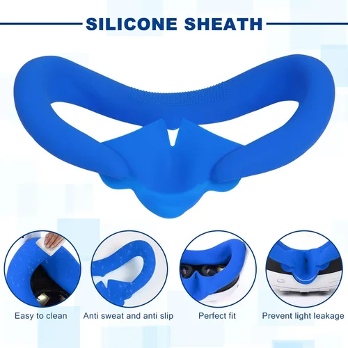 Vista 6 de OOAVR 4Pcs VR Silicone Face Cover for Oculus Quest 3,Light-Thin VR Face Pads,Waterproof Anti-Dirty Replacement Facial Cushion VR Pads Accessories