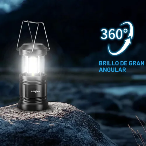 Vista 5 de Linterna de camping LED de ILEEDear, luces operadas por batería, brillo ajustable para camping, emergencias, cortes de energía, linternas plegables