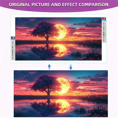 Vista 7 de Tree Sunset Diamond Painting Kits for Adults Beginners, 5D Full Drill Diamond Art Kits Gem Art for Home Wall Decor, Rhinestone Embroidery Crafts