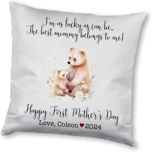 Vista 18 de Mother's Day Bear, First Mother's Day Custom Pillowcase, Personalized Mother's Day Pillowcase, Gift for Mom, Home Decor