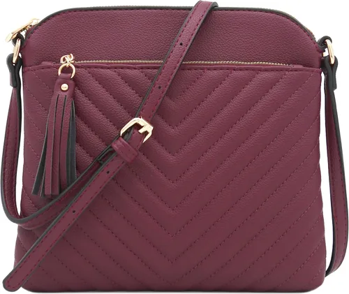 Vista 27 de Bolsa cruzada FashionPuzzle de tamaño medio con acolchado de espiga y borla Negro
