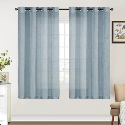 Vista 12 de FantasDecor Cortinas traslúcidas de lino de 63 pulgadas de largo, juego de 2 paneles de cortinas filtrantes de luz, cortinas de privacidad